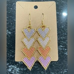 Heart handmade beaded earrings